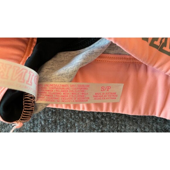 Pink Victoria's‎ Secret Strappy Back Sports Workout Bra Women Small Peach/Black - Picture 6 of 6